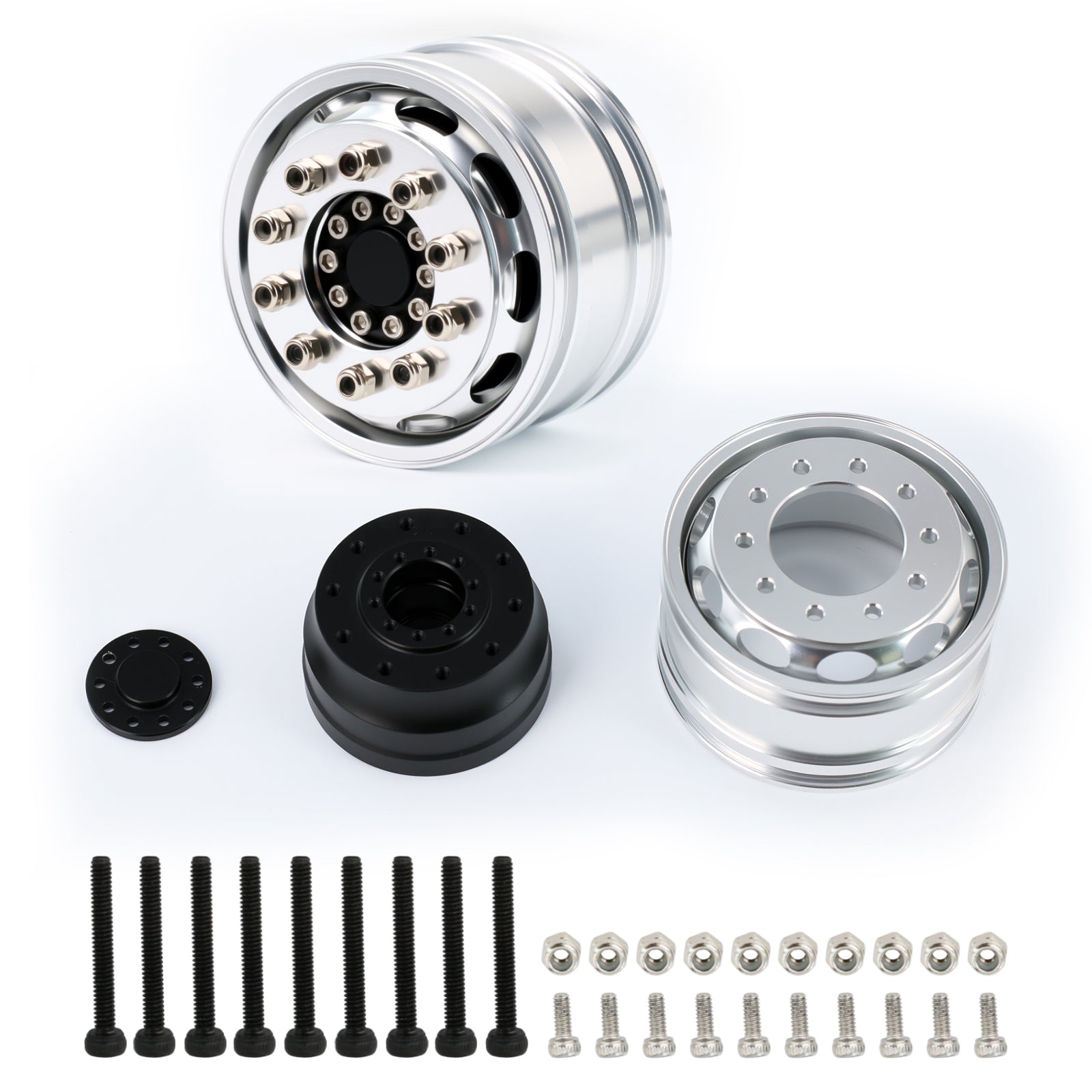 Aluminum 2pcs Front Wheel Hub Rims for Tamiya 1/14 Tractor Truck,Replace#C54 C55