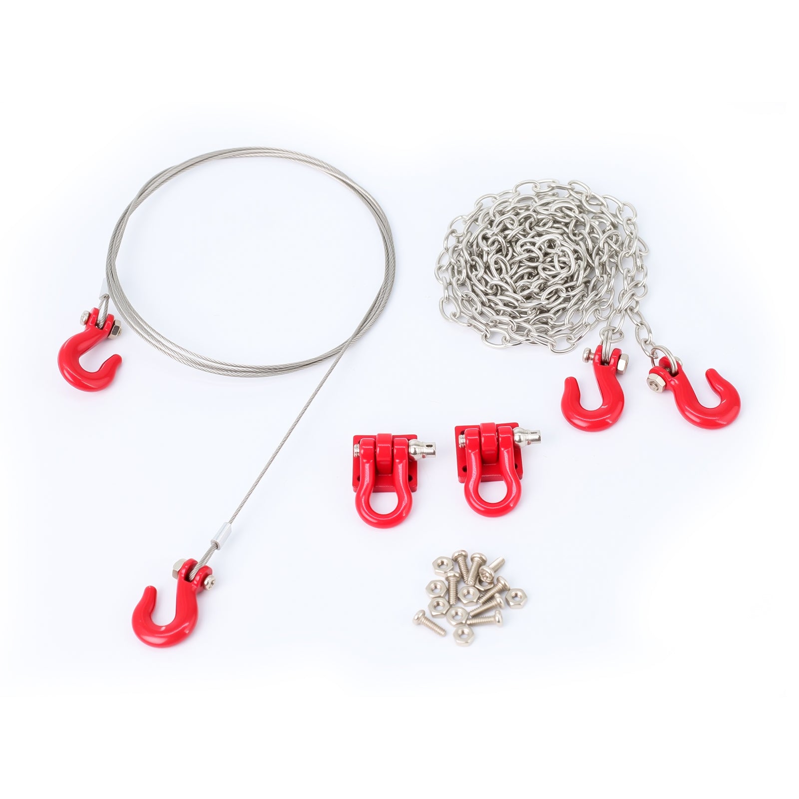 1/10 Scale RC Mini Accessories Crawler Tow Chain&Trailer Tow Rope&Rescue Hook Buckle for Trax TRX4 SCX10 90046 Tami-ya D90 TF2 CC01