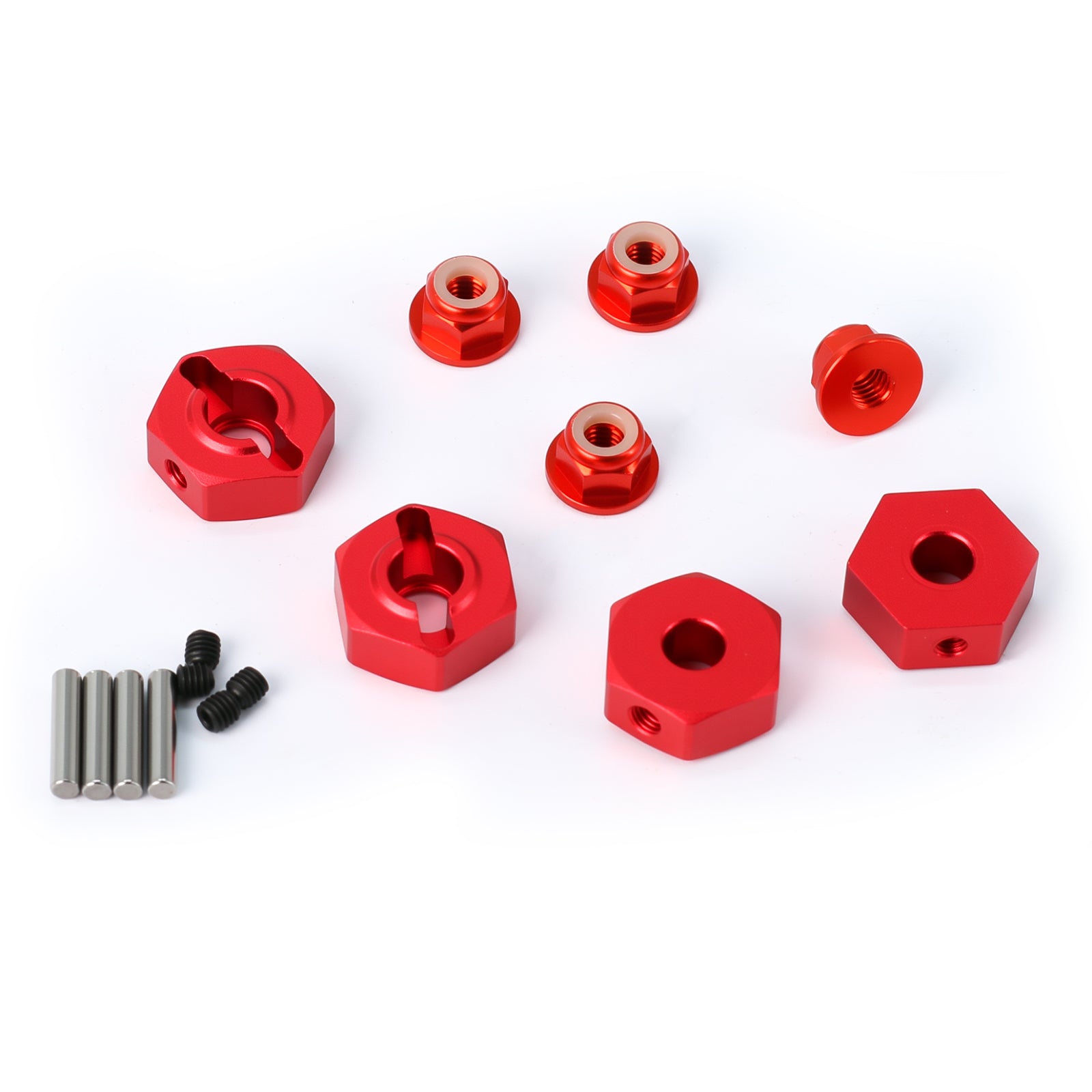 Aluminum Alloy 14mm Wheel Hex Hub Adaptor with 4pcs M4 Flanged Lock Nut for Arrma 1/10 Vorteks Senton Granite Big Rock 3S BLX,Replace #ARAC9742/#ARAC9699