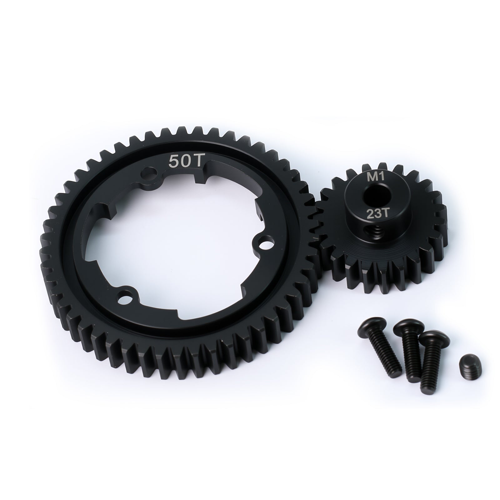 Hardened Steel Spur Gear for 1/5 X-Maxx 1/7 XO-1 1/10 Maxx 1/10 E-REVO 2.0VXL,50T+23T(Black),Replace#6447