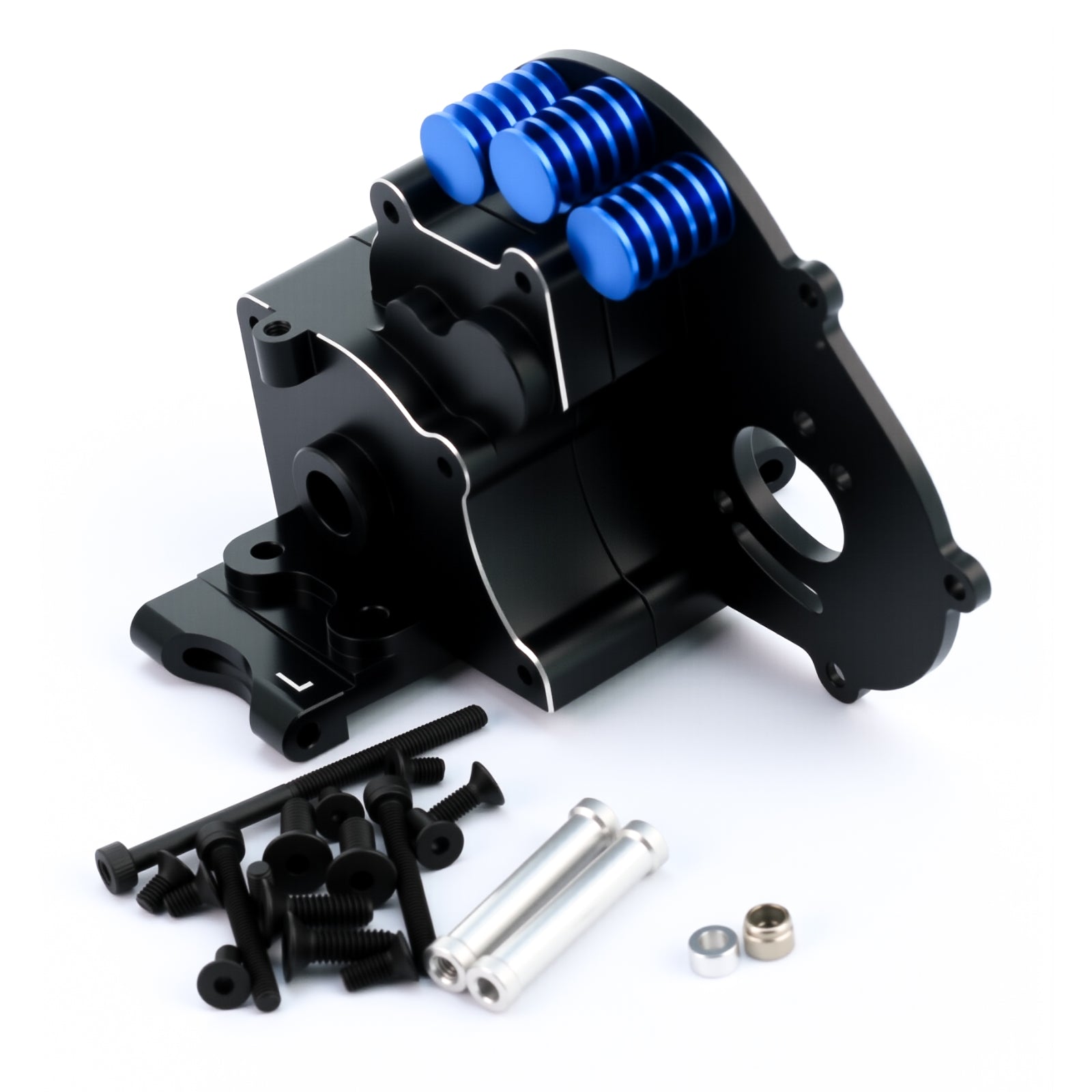 Aluminum Alloy Transmission Case Gearbox with Aluminum Motor Plate and Arm Mounts for Slash 2WD Rustler Stampede Bandit Upgrade Parts,Replace#3691